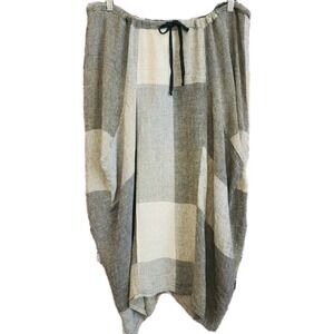 Ivan Grundahl Skirt Lagenlook Linen Blend Copenhagen Patchwork Houndstooth Sz 44